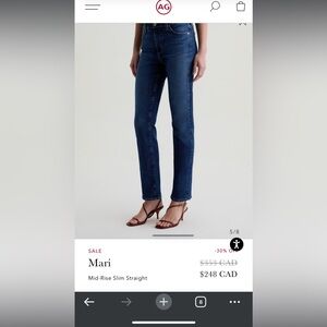 AG Adriano Goldschmied Blue Straight Leg Jeans